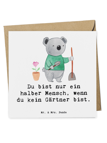 Mr. & Mrs. Panda Deluxe Karte Gärtner Herz mit Spruch in Weiß