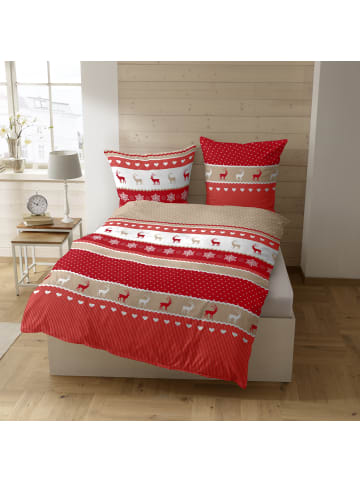 Casatex Biber Bettwäsche in rot-beige