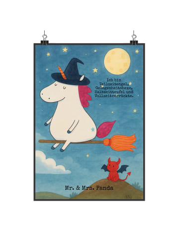 Mr. & Mrs. Panda Wandbild Einhorn Hexe Design mit Spruch in Weiß