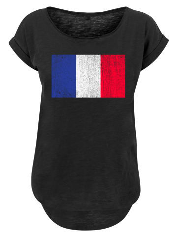 F4NT4STIC Long Cut T-Shirt France Frankreich Flagge distressed in schwarz