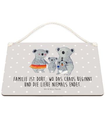 Mr. & Mrs. Panda Wandbild Holz Koala Familie mit Spruch in Grau Pastell