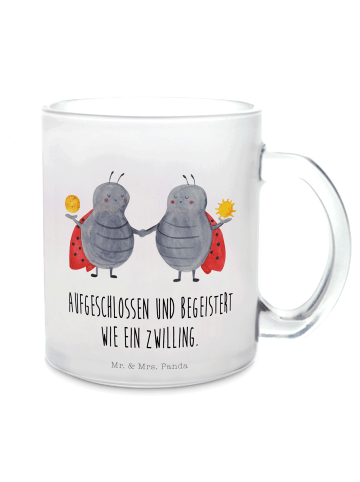 Mr. & Mrs. Panda Kaffeetasse Sternzeichen Zwilling mit Spruch in Transparent