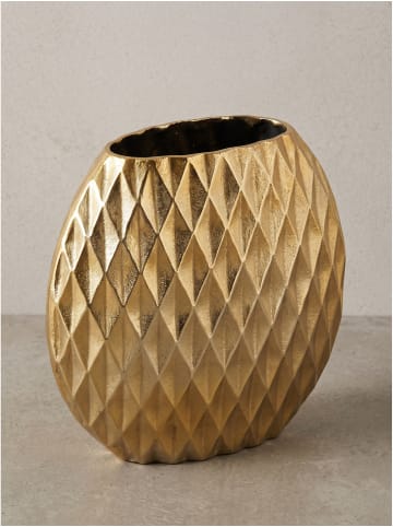 Tischvase massives Aluminium, handgefertigt, fertig montiert in Gold