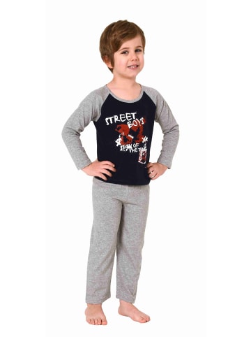 NORMANN Kleinkinder langarm Schlafanzug Pyjama Front print - 77775 in navy