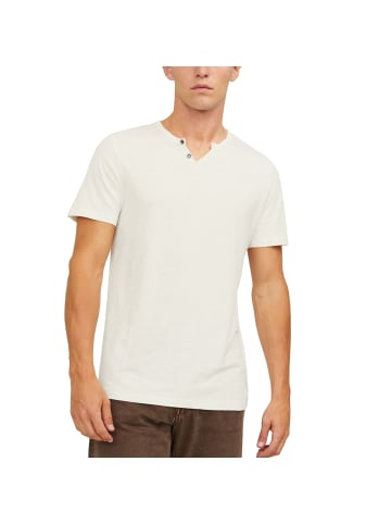 Jack and Jones 1er Pack JJESPLIT Neck Tee SS in Ivory