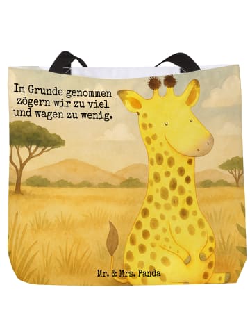 Mr. & Mrs. Panda Henkeltasche Giraffe Zufrieden Design mit Spruch in Weiß