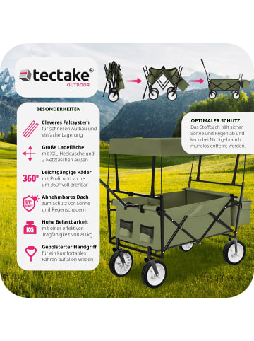 tectake Faltbarer Handwagen mit Tragetasche Belastbarkeit 80kg