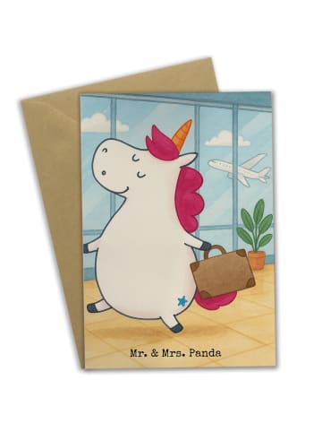 Mr. & Mrs. Panda Beileidskarte Einhorn Koffer Design ohne Spruch in Weiß