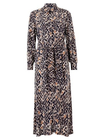 Betty Barclay Hemdblusenkleid mit Bindegürtel in Dark Blue/Brown