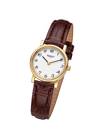 Regent Analog-Armbanduhr Regent Lederarmband braun klein (ca. 26,5mm)