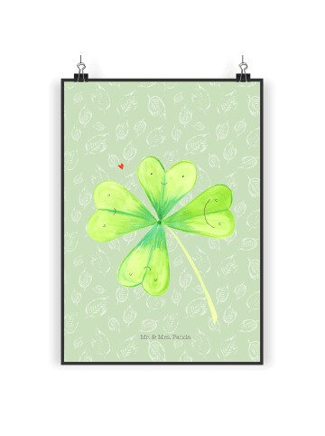 Mr. & Mrs. Panda Bild Blume Kleeblatt ohne Spruch in Blattgrün