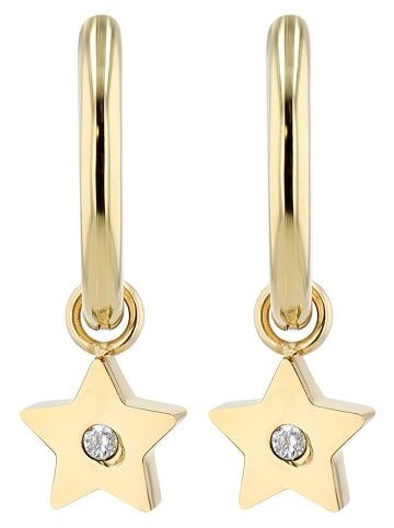 Adeliás Damen Anhänger – Stern Anhänger aus Edelstahl mit Strass Steinchen in gold