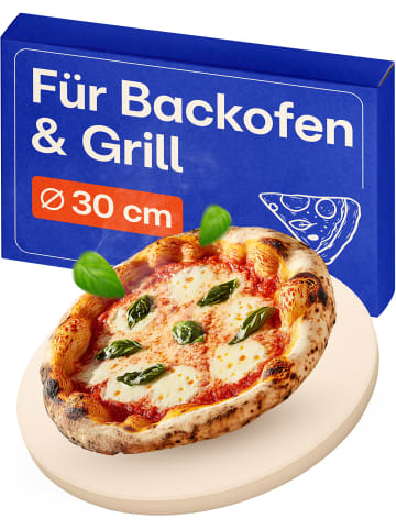 Praknu Pizzastein Rund 30 cm für Grill und Backofen - Für knusprigen Boden -