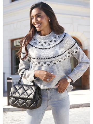 LASCANA Norwegerpullover in grau meliert