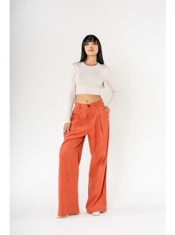 Nina Carter Weite Samt Hose mit Elegant Lockerem Beinschnitt in Rot