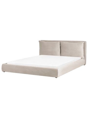Beliani 2-tlg Doppelbett BAJONNA in Beige/Schwarz