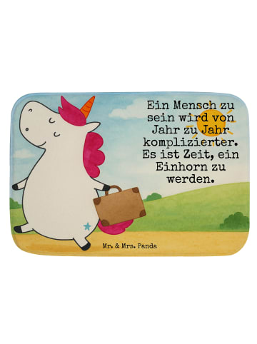 Mr. & Mrs. Panda Duschmatte Einhorn Koffer Design mit Spruch in Weiß