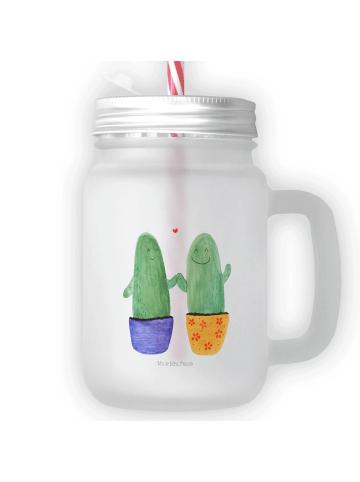 Mr. & Mrs. Panda Glas Kaktus Liebe ohne Spruch in Transparent