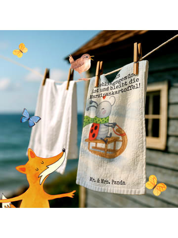 Mr. & Mrs. Panda Handtuch Smörle Rodeln Design mit Spruch in Weiß