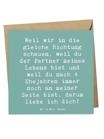Mr. & Mrs. Panda Grußkarte Spruch 4. Hochzeitstag Seidenhochzeit... in Meeresbrise