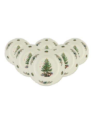 Seltmann Weiden 6er Set Speiseteller Marieluise Weihnachten ø 25,3 cm weiß-grün in weiß-grün