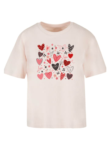 F4NT4STIC Ladies Everyday Tee Cute Herzen Variety Valentinstag in pink