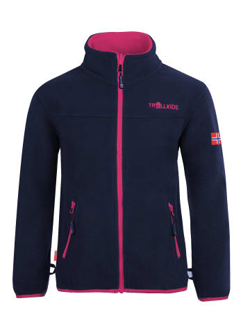 Trollkids Fleece Jacke "Oppdal XT" in Marineblau / Magenta