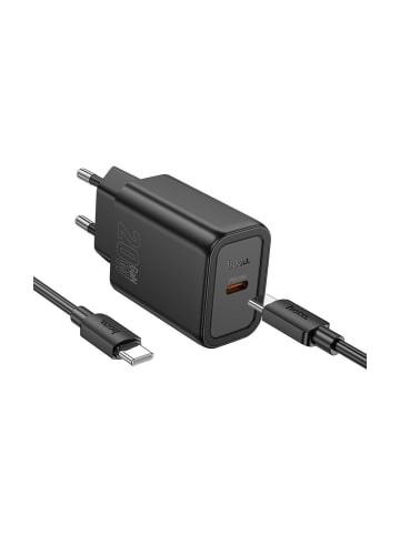 HOCO Ladegerät N60 USB-C 20W + Kabel Typ C auf C Schwarz