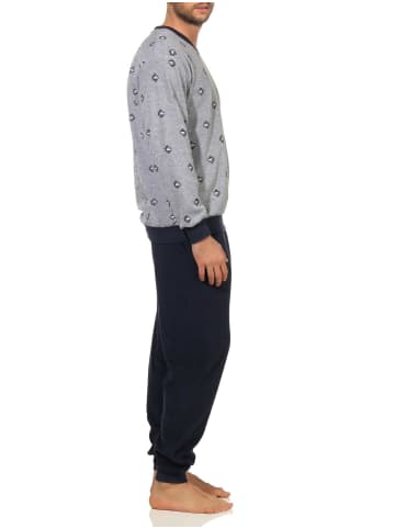 NORMANN Frottee Pyjama lang Bündchen - 56370 in grau