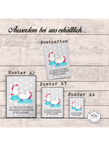 Mr. & Mrs. Panda Bild Einhorn Sekt mit Spruch in Grau Pastell