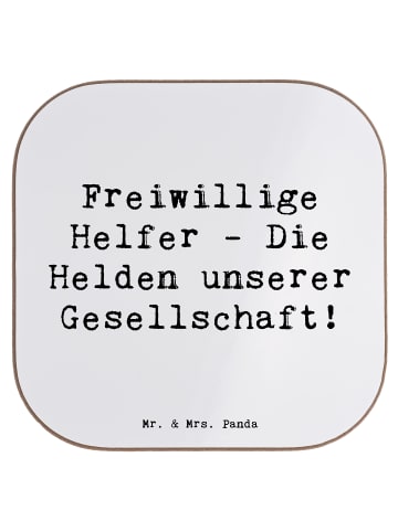 Mr. & Mrs. Panda Untersetzer für Gläser Spruch Freiwilliger Held... in Weiß