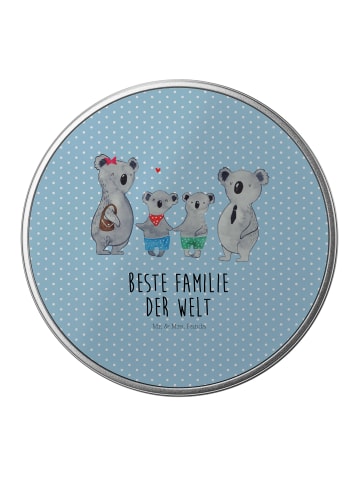 Mr. & Mrs. Panda Metalldose Koala Familie zwei mit Spruch in Blau Pastell