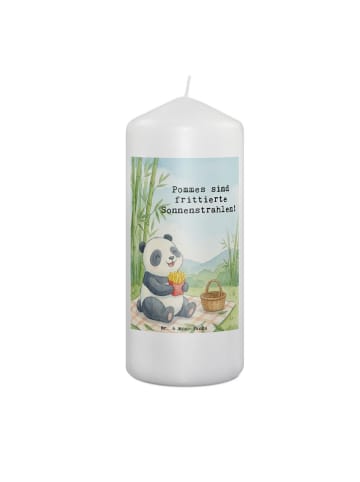 Mr. & Mrs. Panda Kerze Panda beflügelt Pommes Design mit Spruch in Weiß