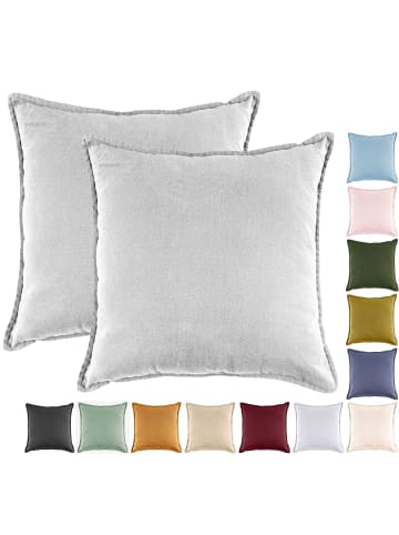 JACK 2er Set Kissenhülle 45x45cm Baumwolle Einfarbig in Hellgrau