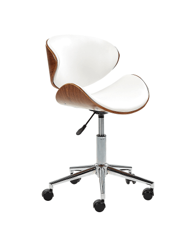 Beliani Bürostuhl ROTTERDAM in Weiß/Silber/Braun - (W) 49 x (H) 76 x (L) 56 cm