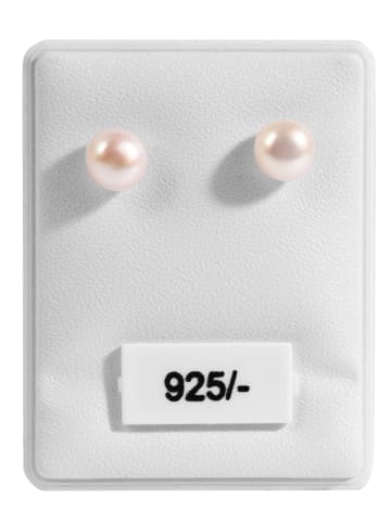 Adeliás Damen Ohrringe – Ohrstecker aus 925 Silber mit Süßwasserperle in weiß