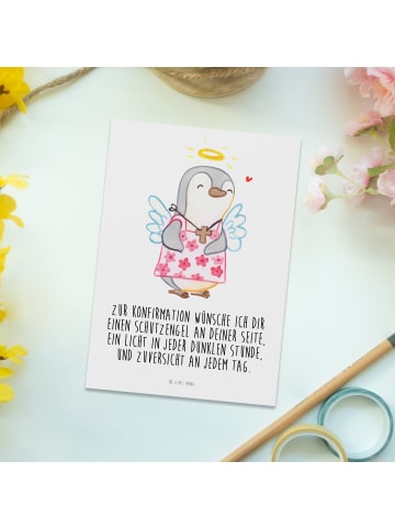 Mr. & Mrs. Panda Ansichtskarte Pinguin Konfirmation mit Spruch in Weiß