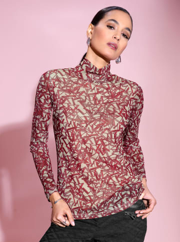 creation L Stehkragenshirt in kirsche-sand-bedruckt