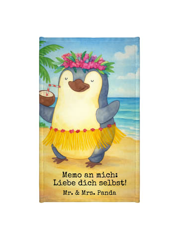Mr. & Mrs. Panda Gästehandtuch Pinguin Kokosnuss Design mit Spruch in Weiß