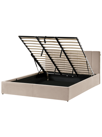 Beliani Doppelbett DREUX in Beige/Schwarz - (W) 191 x (H) 90 x (L) 214 cm