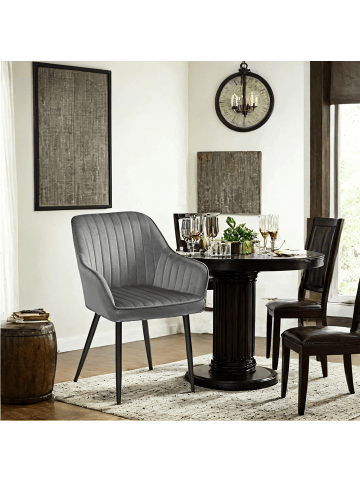 SONGMICS Esszimmerstuhl Tyra in Hellgrau-Schwarz - (B)62.5 x (H)85 x (T)60 cm