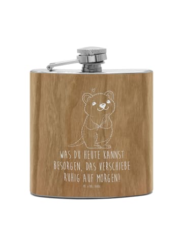 Mr. & Mrs. Panda Taschenflasche Quokka Happy mit Spruch in Braun