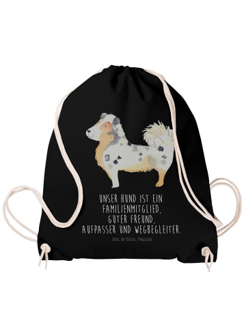 Mr. & Mrs. Panda Turnbeutel Hund Australien Shepherd mit Spruch in Schwarz