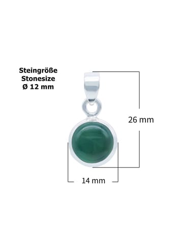 mantraroma 925er Silber - Kettenanhänger (L) 14 x (B) 26 mm mit grüner Onyx