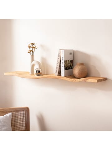 FineBuy Wandregal in Braun / Akazie / 80x20x3