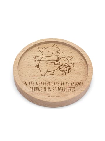 Mr. & Mrs. Panda Holz Untersetzer Glühschwein Smörle mit Spruch in Transparent