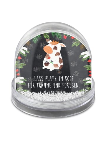 Mr. & Mrs. Panda Weihnachts Schneekugel Kuh mit Spruch in Kreidetafel