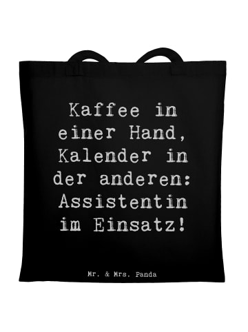 Mr. & Mrs. Panda Shopper Spruch Assistentin im Einsatz mit Spruch in Schwarz