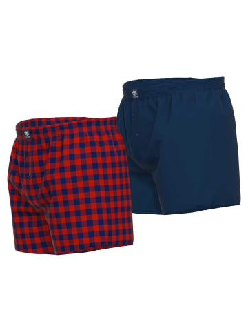 CECEBA Web-Boxershorts 2er Pack in Rot/Dunkelblau