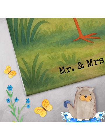 Mr. & Mrs. Panda Handtuch Storch Design ohne Spruch in Weiß